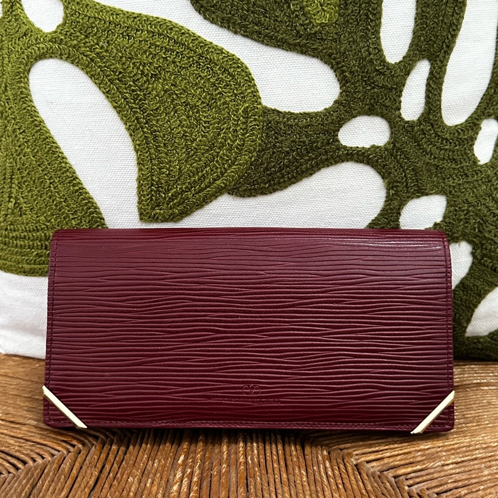 Valentino Garavani Vintage Burgundy Wallet, Epi Leather